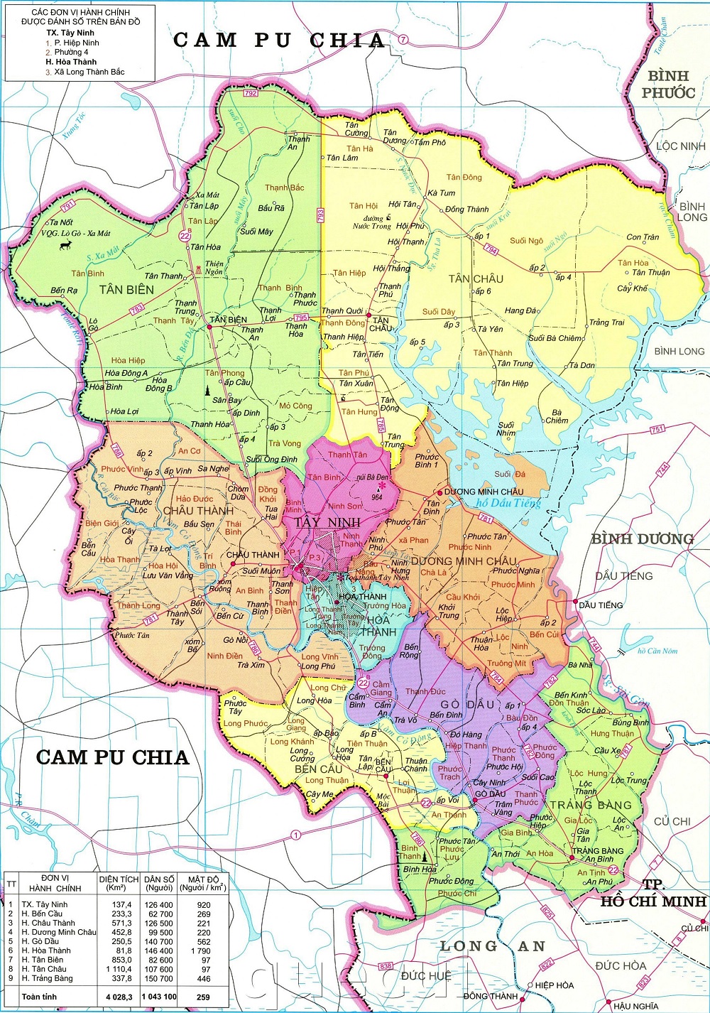 Bản đồ hành chính Tây Ninh 